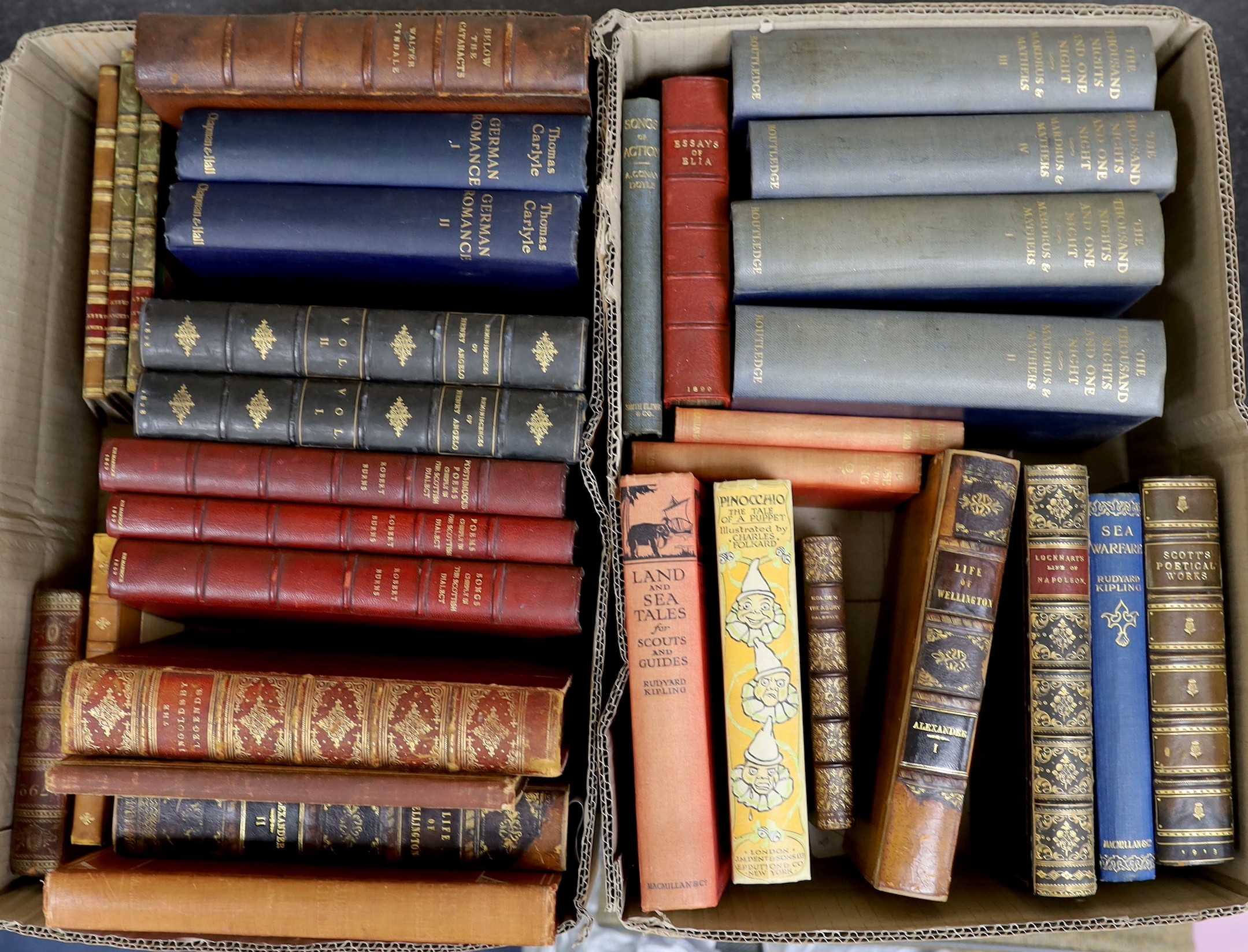 Leather and Clothbound Books - an interesting miscellany, includes: Angelo, Henry - Reminiscences of Henry Angelo, with memoirs of his late father and friends ... 2 vols.